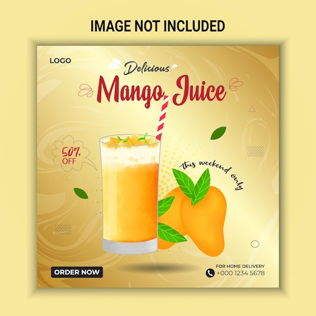 Delicious mango juice social media post