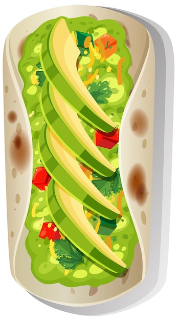 Vector delicious mexican avocado wrap