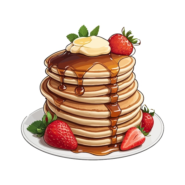 Delicious Pancakes with Fruits Clipart Vector Illustrations