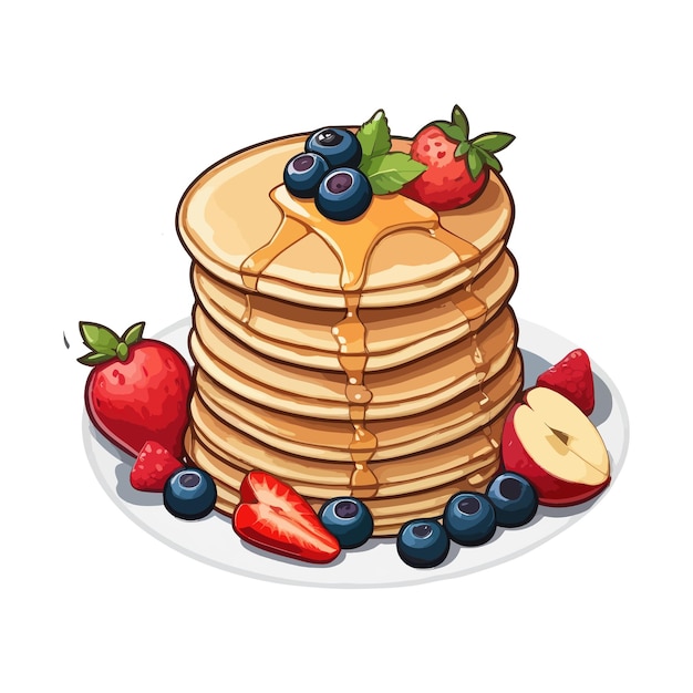 Delicious Pancakes with Fruits Clipart Vector Illustrations