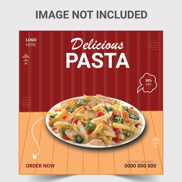 Vector delicious pasta social media post template