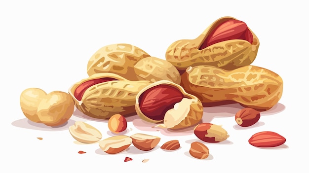 Vector delicious peanuts on white background in vector style