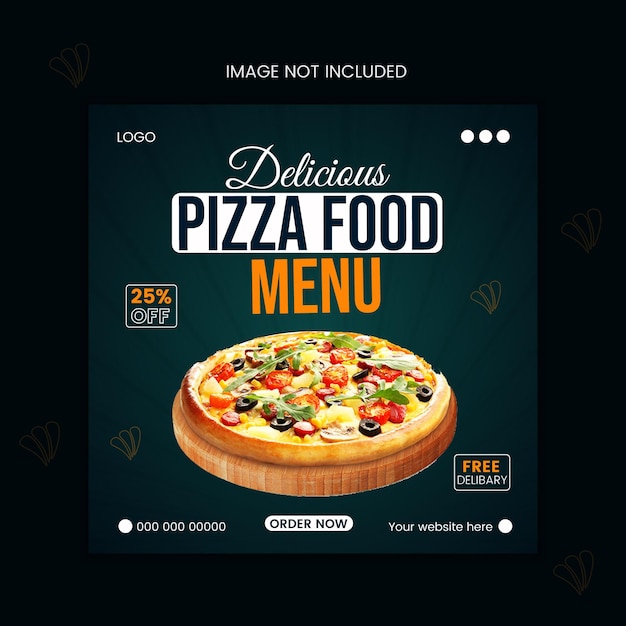 Vector delicious pizza and food menu social media banner template