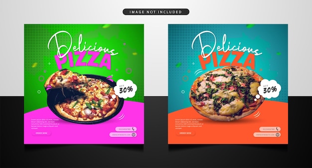 Delicious pizza food menu social media banner template