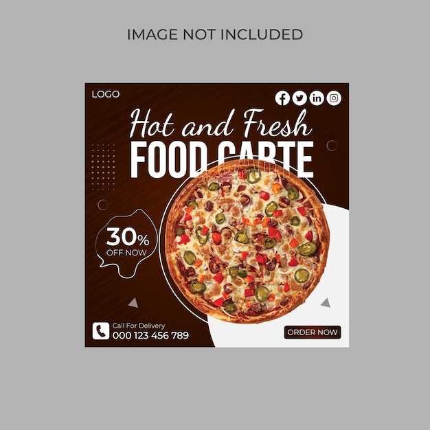 Delicious pizza food menu social media post and instagram square banner template