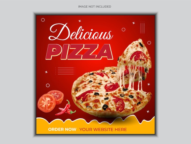 Vector delicious pizza and food menu social media post template design or social media banner design