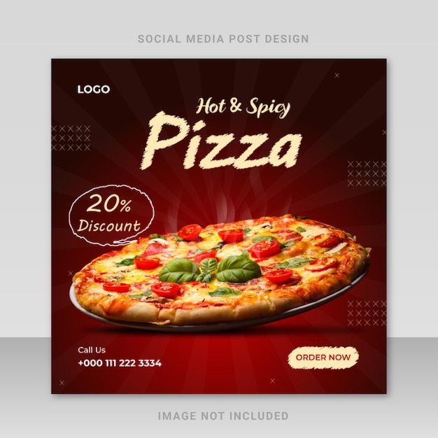 Delicious pizza and food menu social media post template design