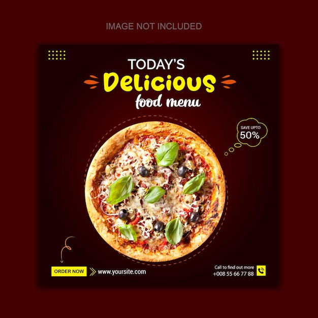 Vector delicious pizza and food menu social media post template