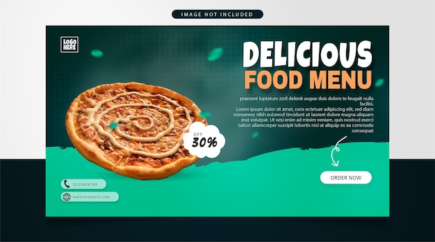 Delicious pizza food website promotion banner template