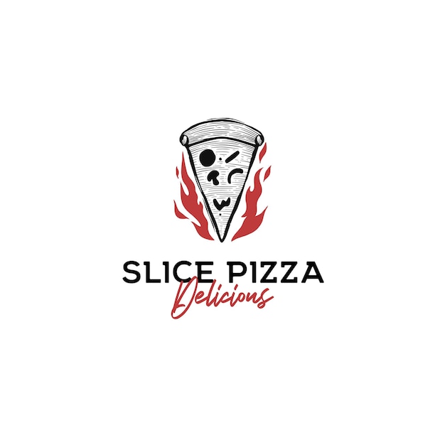 Delicious pizza slice logo design