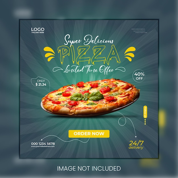 delicious pizza social media food instagram post banner template