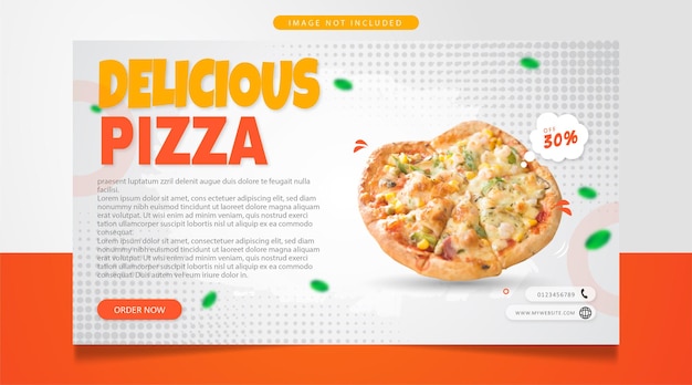 Delicious pizza social media post website banner design template