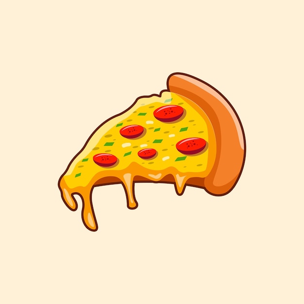 Delicious pizza vector illustration with melted mozarella cheese and red topping