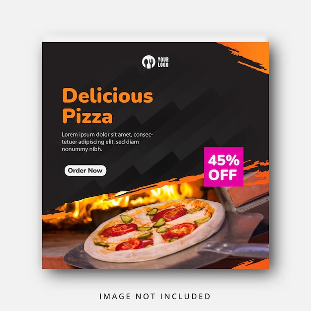 Delicious Pizzaand food menu social media banner template