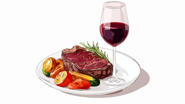 Vector delicious plate of beef steak with fresh vegetables best for restaurants and cooking blogs