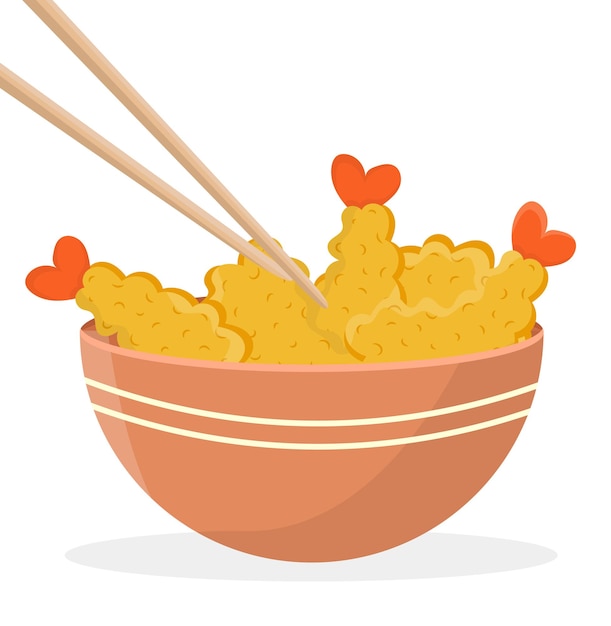 Delicious a plate of Tempura Japanese fried shrimp illustration vector