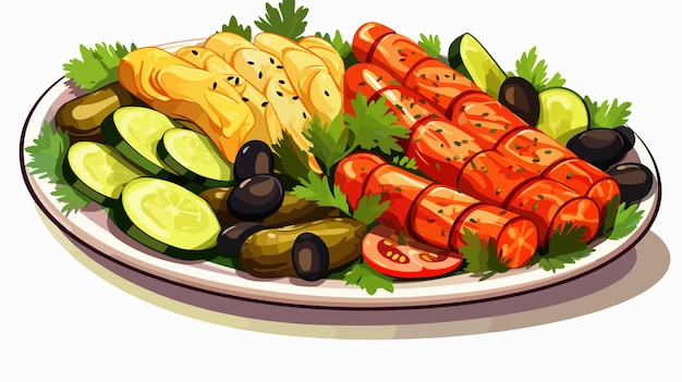 Vector delicious platter of food stock vector illustration