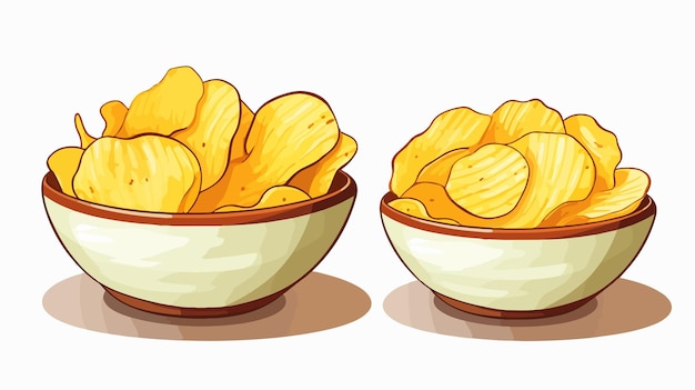 Vector delicious and playful potato chips in a bowl