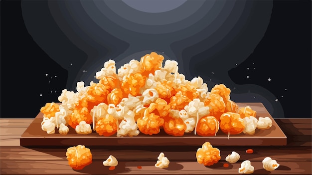 Vector delicious popcorn chicken and sea salt on grey board