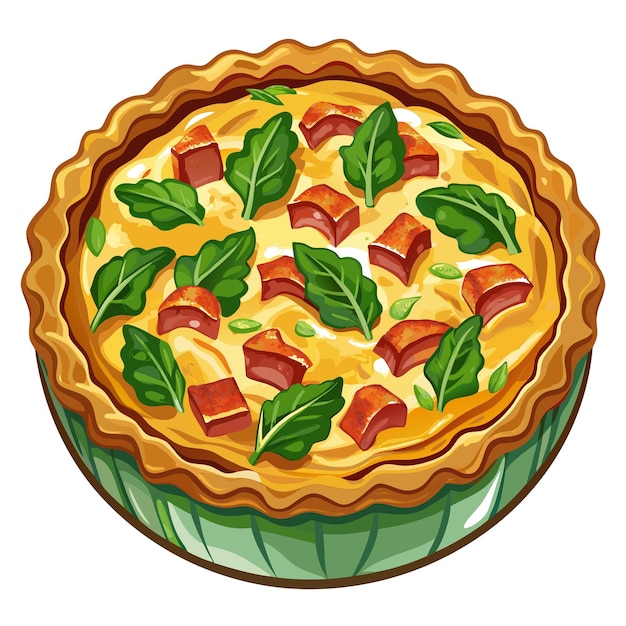 Delicious quiche with crispy bacon spinach and cheese in a flaky crust perfect for brunch or a sa