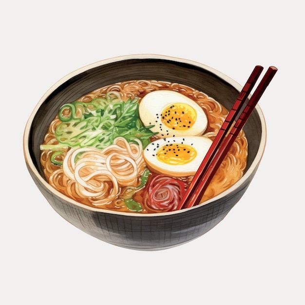 Delicious ramen bowl illustration