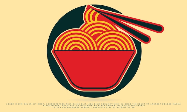 Delicious ramen noodle udon with chopstick noodle food cartoon vector icon illustration