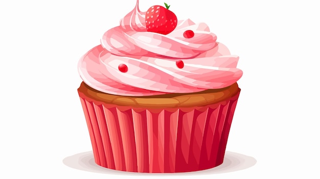 Delicious Red Cupcake with Pink Cream Topping