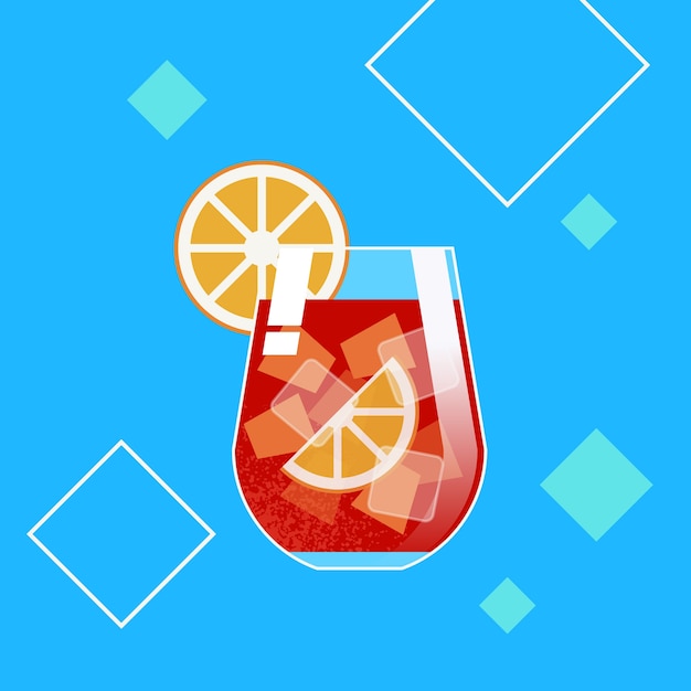 Delicious refreshing sangria drink illustrated