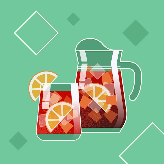 Delicious refreshing sangria drink illustrated