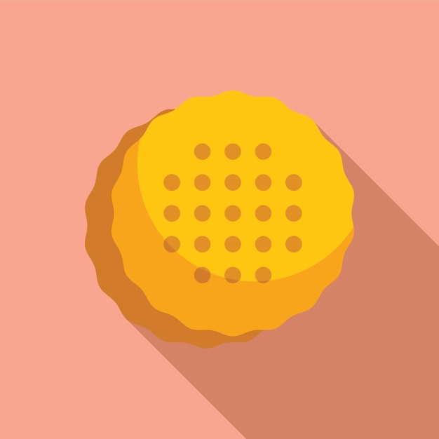 Vector delicious round butter cookie lying on pink background with long shadow