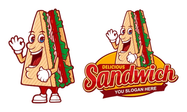 Delicious sandwich, logo template for fast food restaurant 