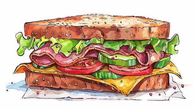 Vector delicious sandwich on white background