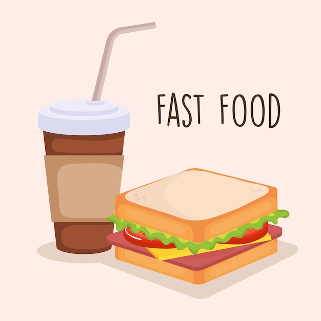 delicious sandwich with coffee vector illustration design