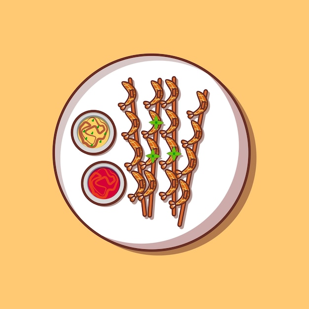 Delicious shrimps satay for food icon illustration vector