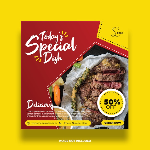 Delicious special dish food social media colorful post template