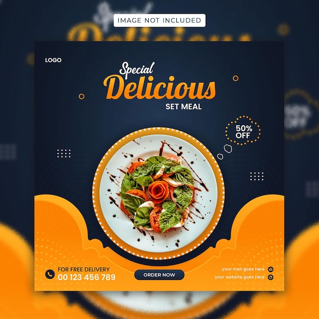 Delicious special food offer social media post design for restaurants