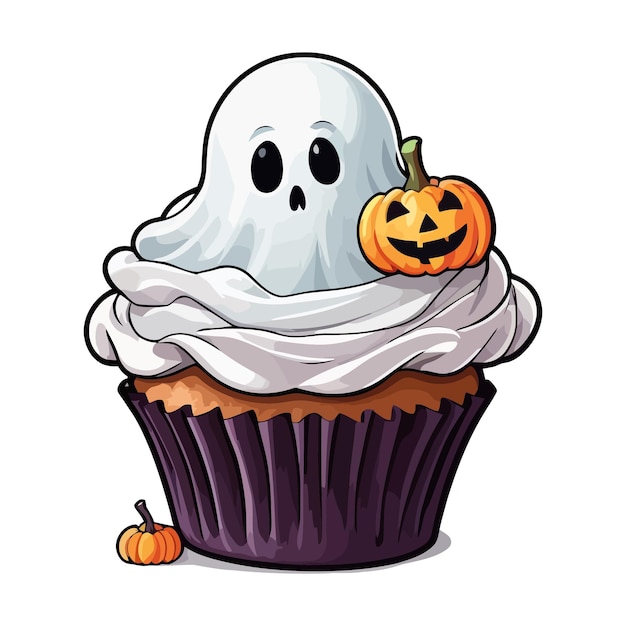 Delicious Spooky Halloween Cupcake Creations Vector illustration