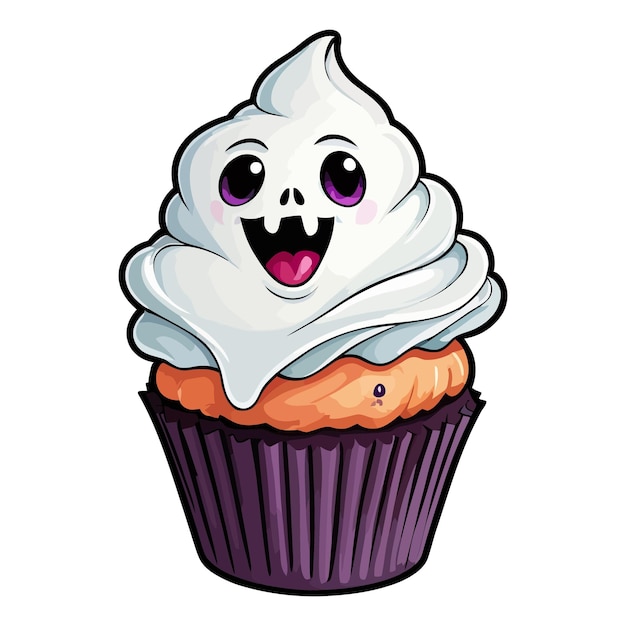 Delicious Spooky Halloween Cupcake Creations Vector illustration