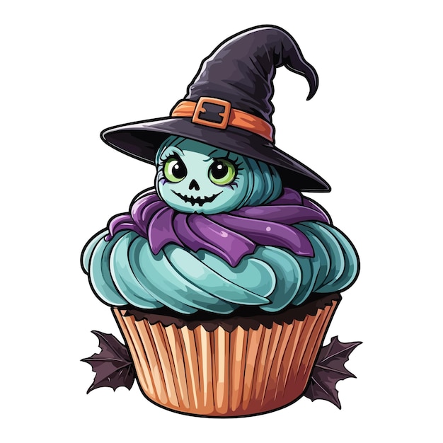 Delicious Spooky Halloween Cupcake Creations Vector illustration