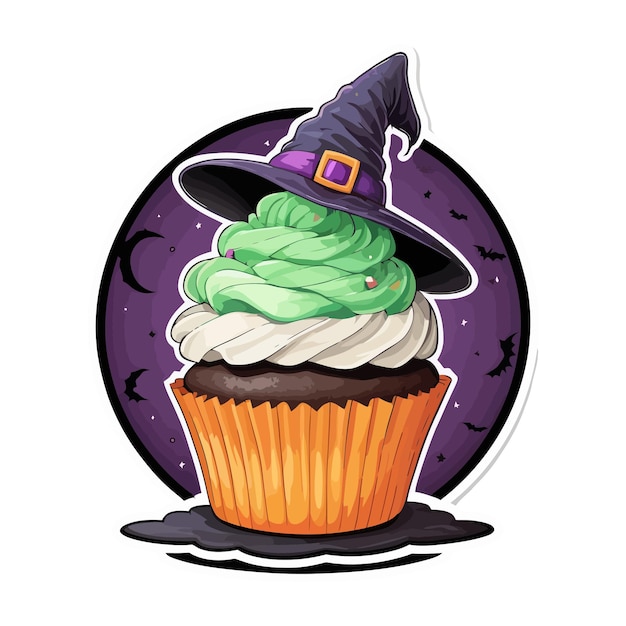 Delicious Spooky Halloween Cupcake Creations Vector illustration