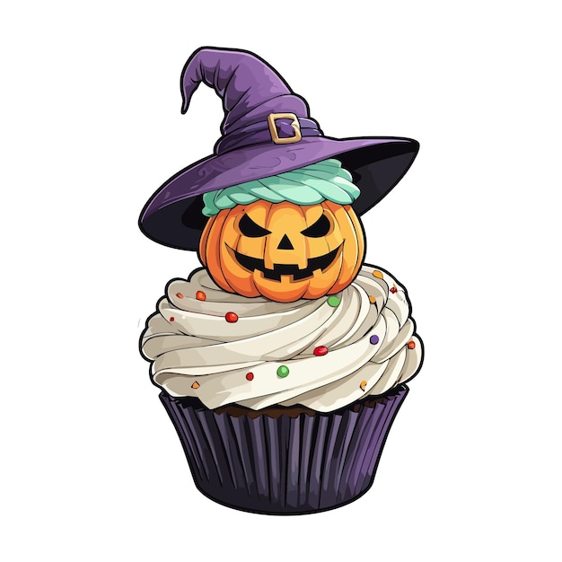 Delicious Spooky Halloween Cupcake Creations Vector illustration