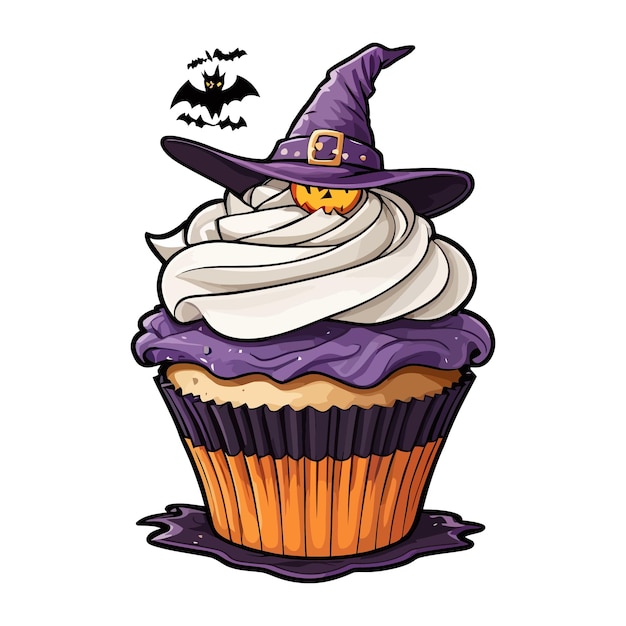 Delicious Spooky Halloween Cupcake Creations Vector illustration