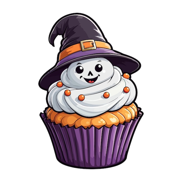 Delicious Spooky Halloween Cupcake Creations Vector illustration