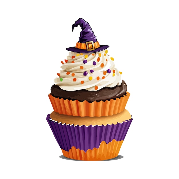 Delicious Spooky Halloween Cupcake Creations Vector illustration