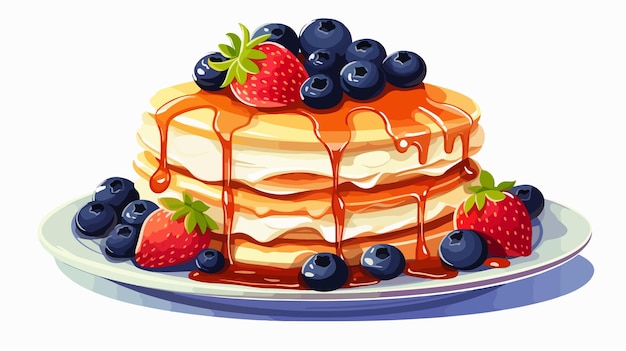 Delicious Stack of Golden Pancakes with Fresh Blueberries on Top