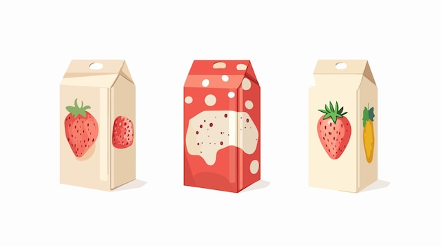 Vector delicious strawberry and vanilla milk box vector illustration