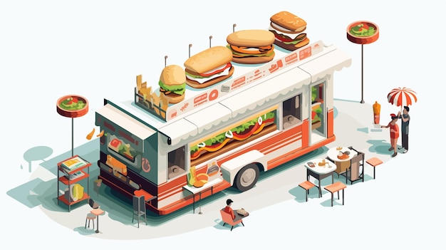 Vector delicious street food hamburger and drink