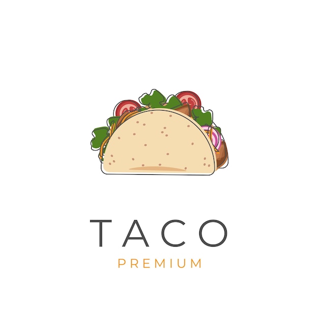 Delicious Street Food Taco Cartoon Illustration Logo