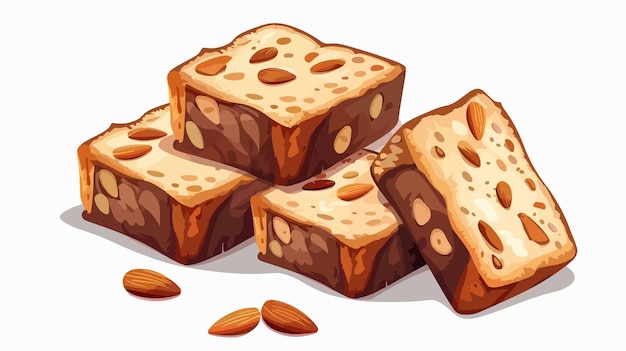 Delicious Sweet Almond Cakes and Bread Bakery Pastry Vector