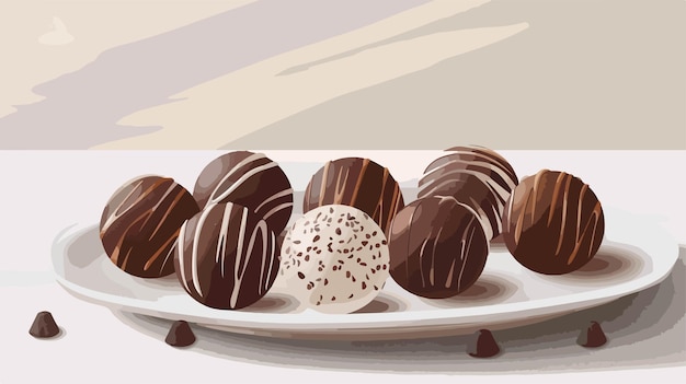 Delicious Sweet Truffles on White Table in Vector Style